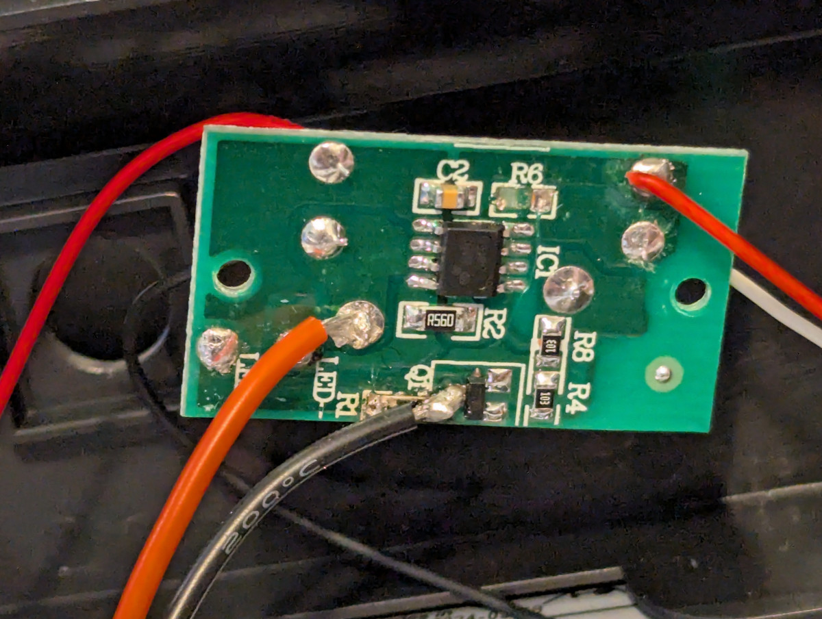 A photo of the board after soldering